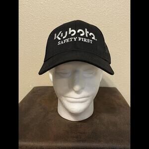 KUBOTA Trucker Hat Tractor Mesh Snapback Black Cap SAFETY FIRST Stitched Letters